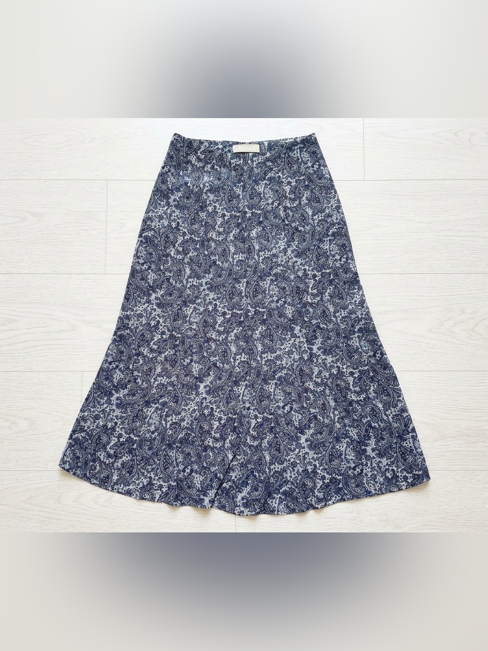 Olivaceous Blue Paisley A-Line Maxi Skirt – Size XS NWOT